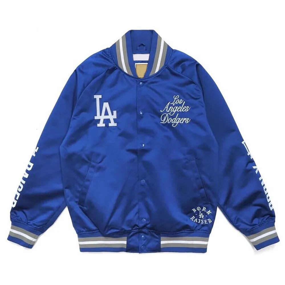 Bomber LA Dodgers Silver Satin Jacket Bomber LA Dodgers Silver Satin Jacket