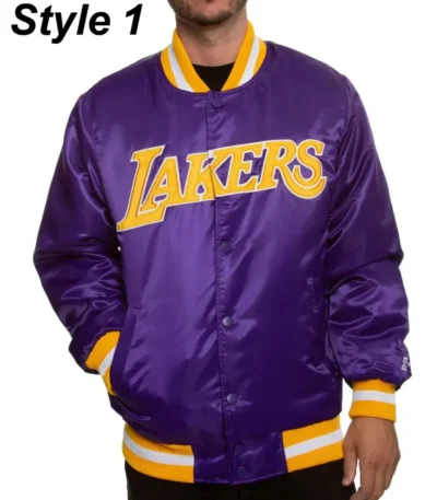 Bomber Los Angeles Lakers Purple Satin Jacket