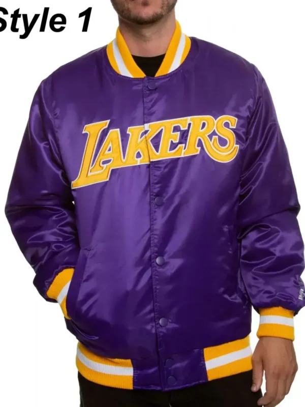 Bomber Los Angeles Lakers Purple Satin Jacket