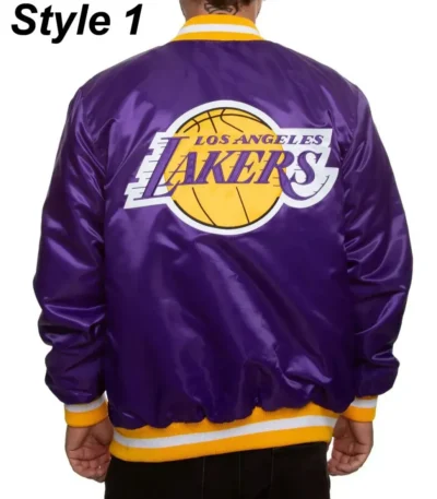 Bomber Los Angeles Lakers Purple Satin Jacket
