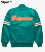 Bomber Miami Dolphins Teal Green Satin Jacket