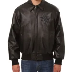 Bomber Rockets Black Leather Jacket
