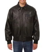 Bomber Rockets Black Leather Jacket