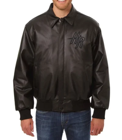 Bomber Rockets Black Leather Jacket