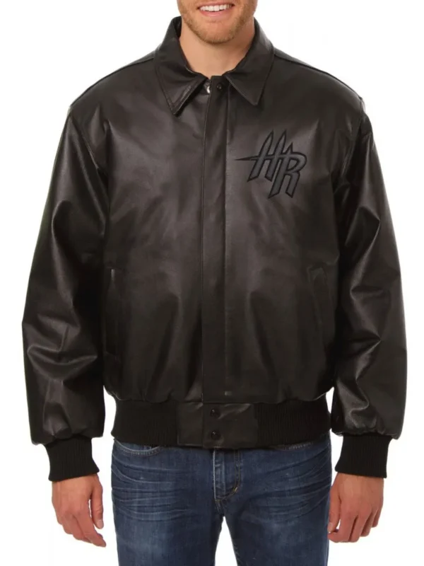 Bomber Rockets Black Leather Jacket