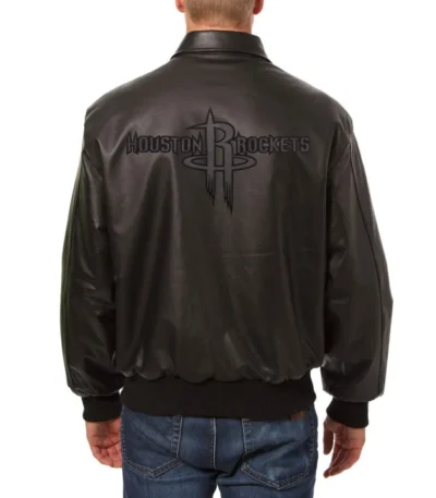 Bomber Rockets Black Leather Jacket