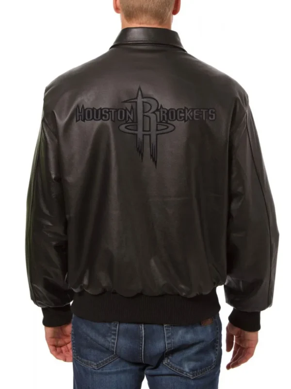 Bomber Rockets Black Leather Jacket