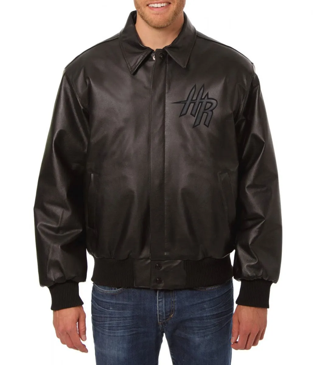 Bomber Rockets Black Leather Jacket Bomber Rockets Black Leather Jacket