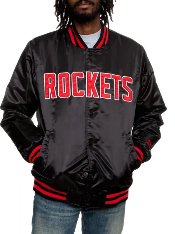 Bomber Rockets Satin Black Jacket