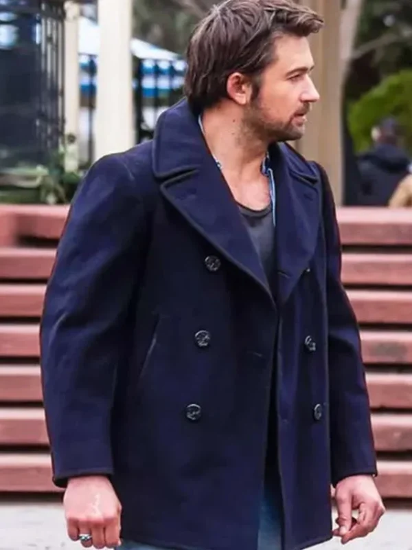 Brandon Sklenar It Ends with Us Blue Wool Coat