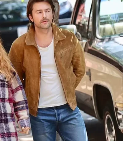 Brandon Sklenar It Ends With Us 2024 Brown Suede Jacket