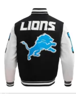 Detroit Lions Mashup Rib Varsity Wool And Leather Jacket