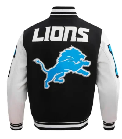 Detroit Lions Mashup Rib Varsity Wool And Leather Jacket