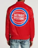 Detroit Pistons Big Logo Black Satin Jacket