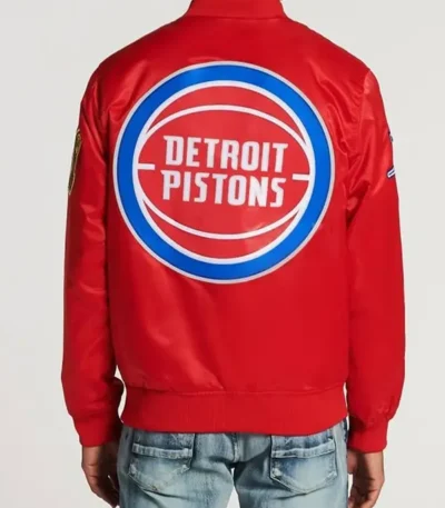 Detroit Pistons Big Logo Black Satin Jacket