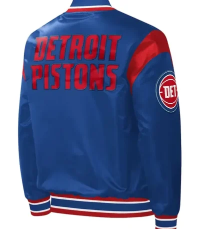 Detroit Pistons Force Play Varsity Blue Satin Jacket