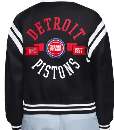 Detroit Pistons Printed Logo Satin Varsity Jacket