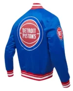 Detroit Pistons Script Tail Blue Satin Jacket