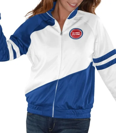 Detroit Pistons Track Blue and White Jacket