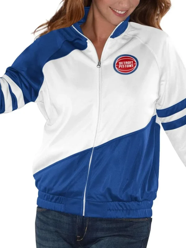 Detroit Pistons Track Blue and White Jacket