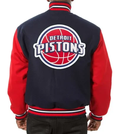 Detroit Pistons Two-Tone Navy/Red Varsity Wool Jacket