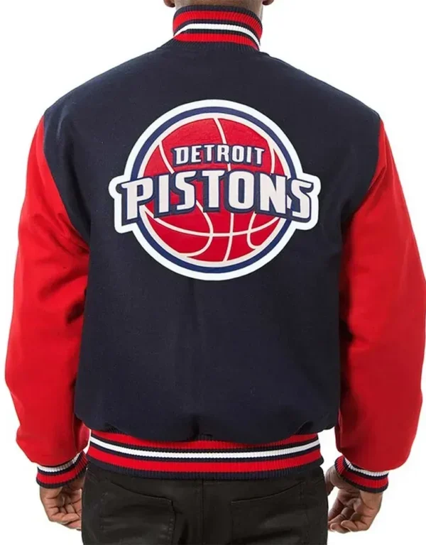 Detroit Pistons Two-Tone Navy/Red Varsity Wool Jacket