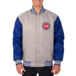 Gray/Blue Detroit Pistons Poly Twill Jacket
