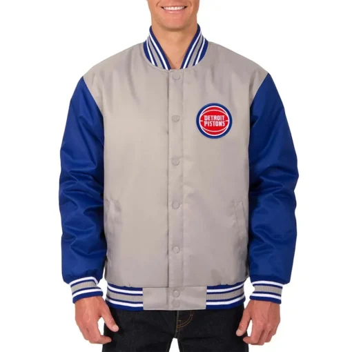 Gray/Blue Detroit Pistons Poly Twill Jacket Gray/Blue Detroit Pistons Poly Twill Jacket