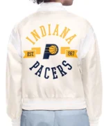 Indiana Pacers Printed Logo Satin Varsity Jacket
