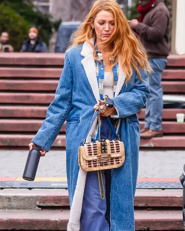 Blake Lively It Ends with Us Denim Long Coat Blake Lively It Ends with Us Denim Long Coat