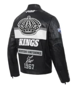 LA Kings Moto Black Leather Full Zip Jacket