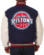 Navy And White Detroit Pistons Varsity Jacket