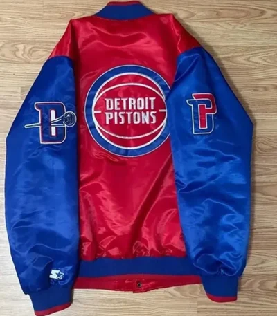 Pistons Ty Mopkins Red And Blue Satin Jacket