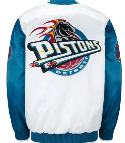 Pistons Ty Mopkins Teal And White Satin Jacket