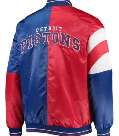 Red And Blue Detroit Pistons Leader Full-snap Satin Jacket