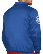 Stitch Applique Detroit Pistons Blue Satin Jacket