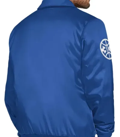 Stitch Applique Detroit Pistons Blue Satin Jacket