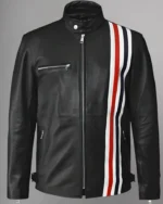 Venom 2 Eddie Brock Stripes Cafe Racer Leather Jacket