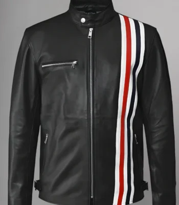 Venom 2 Eddie Brock Stripes Cafe Racer Leather Jacket