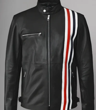 Venom 2 Eddie Brock Stripes Cafe Racer Leather Jacket