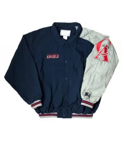 LA Angels Silver Gray and Blue Bomber Jacket