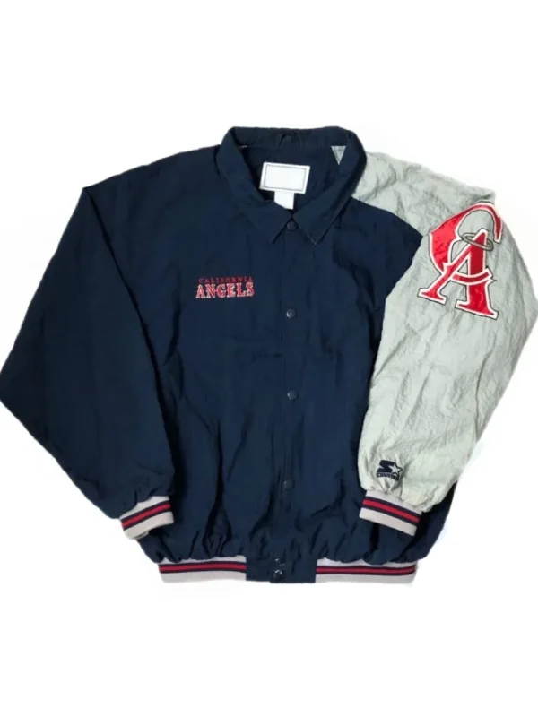 LA Angels Silver Gray and Blue Bomber Jacket