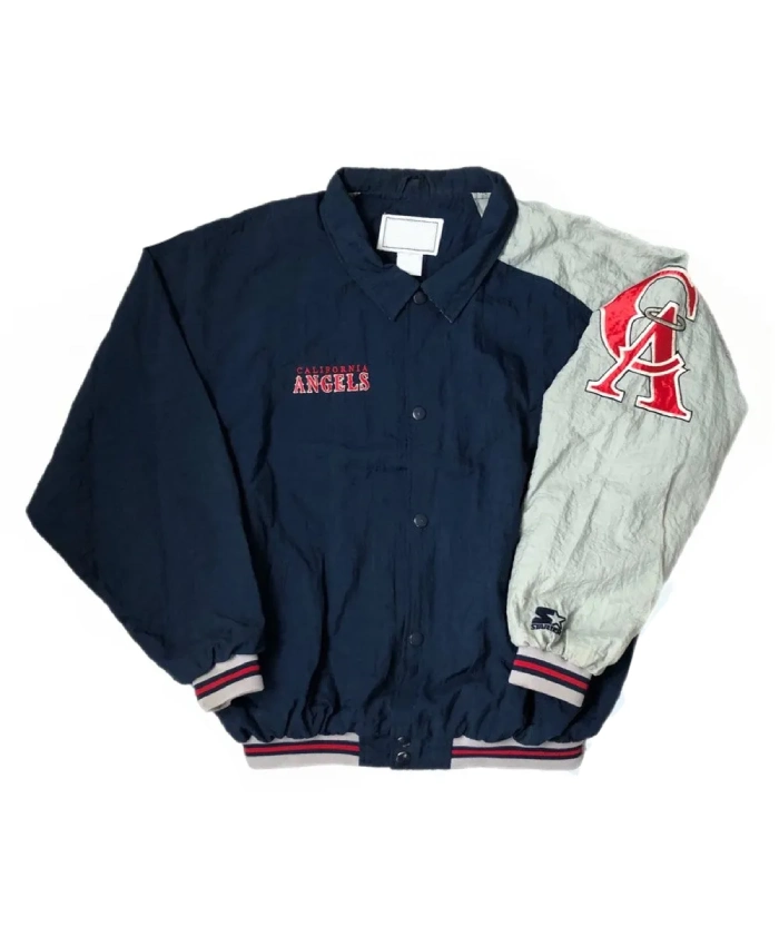 LA Angels Silver Gray and Blue Bomber Jacket LA Angels Silver Gray and Blue Bomber Jacket