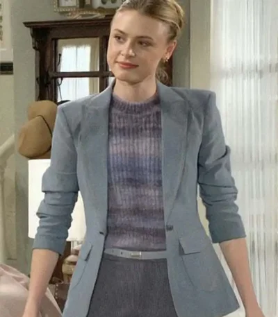 Claire Grace The Young and the Restless Single Breasted Grey Blazer