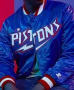 Classic Detroit Pistons Varsity Satin Jacket