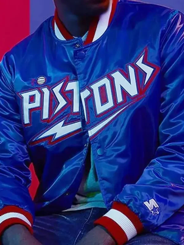 Classic Detroit Pistons Varsity Satin Jacket