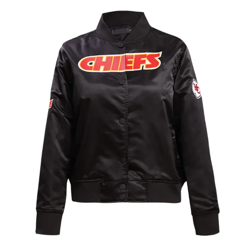 Classic Kansas City Chiefs Black Satin Jacket Classic Kansas City Chiefs Black Satin Jacket