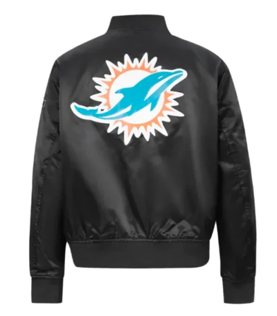 Classic Miami Dolphins Black Satin Jacket