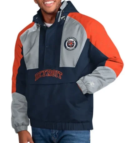 Cooperstown Detroit Tigers The Body Check Half-Zip Hooded Jacket