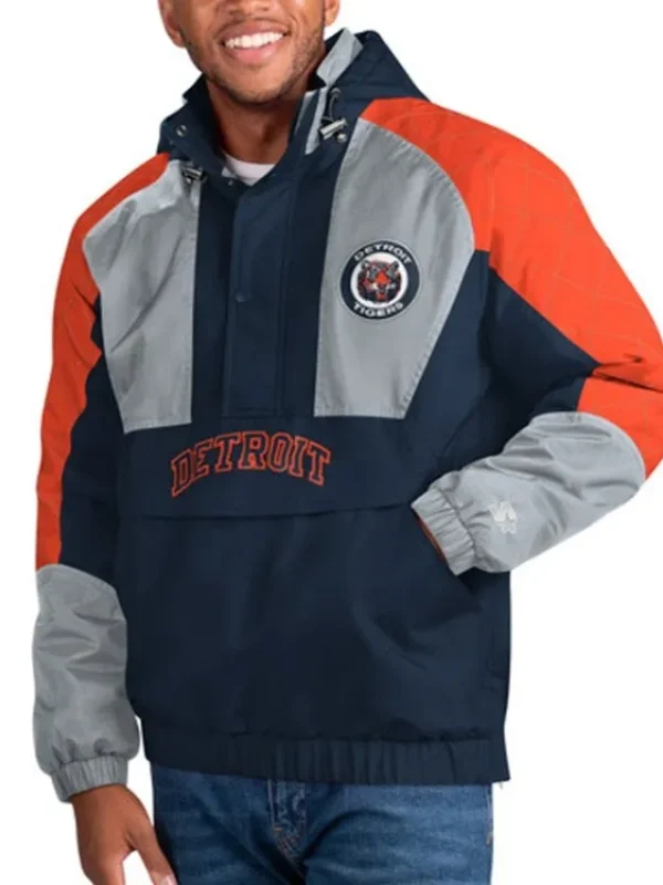 Cooperstown Detroit Tigers The Body Check Half-Zip Hooded Jacket